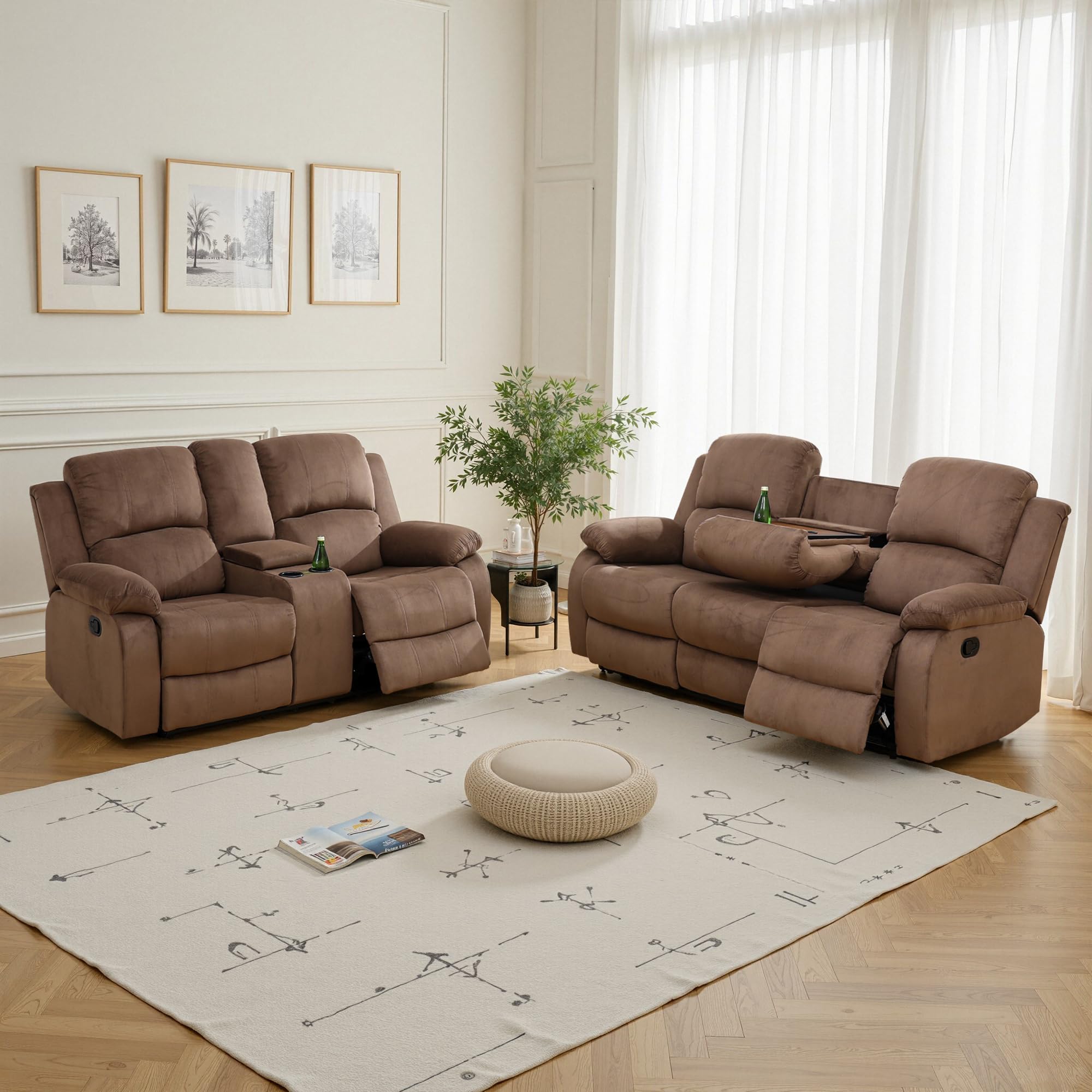 Amazon.com: Plithzy Recliner Sofa Set for Living Room, 2 Piece